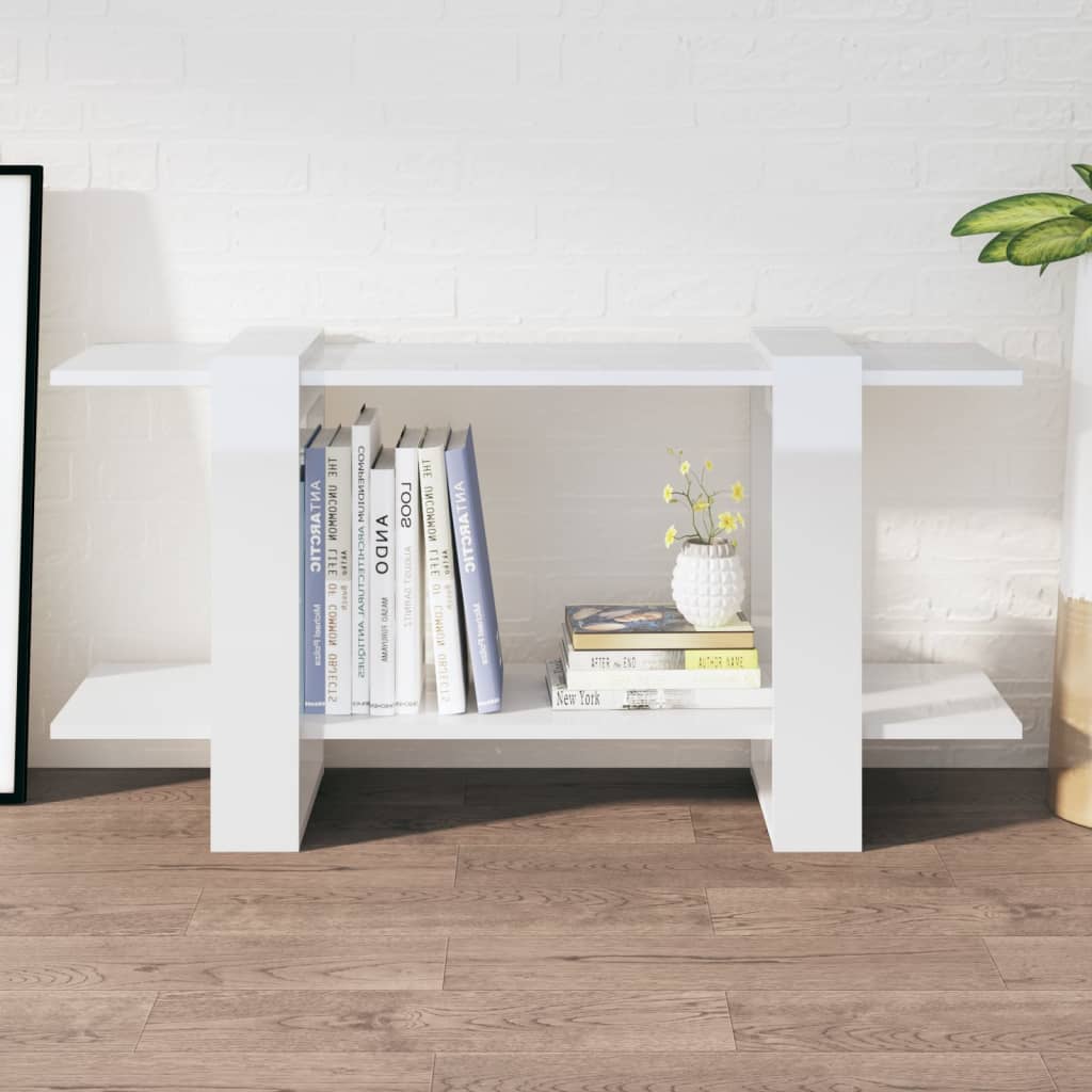 Bookshelf High Gloss White 100x30x51 cm Wood Material