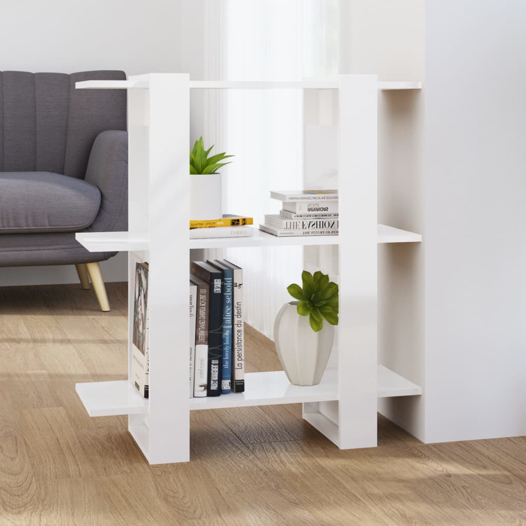 Bookshelf/Room Divider High Gloss White 80x30x87 cm