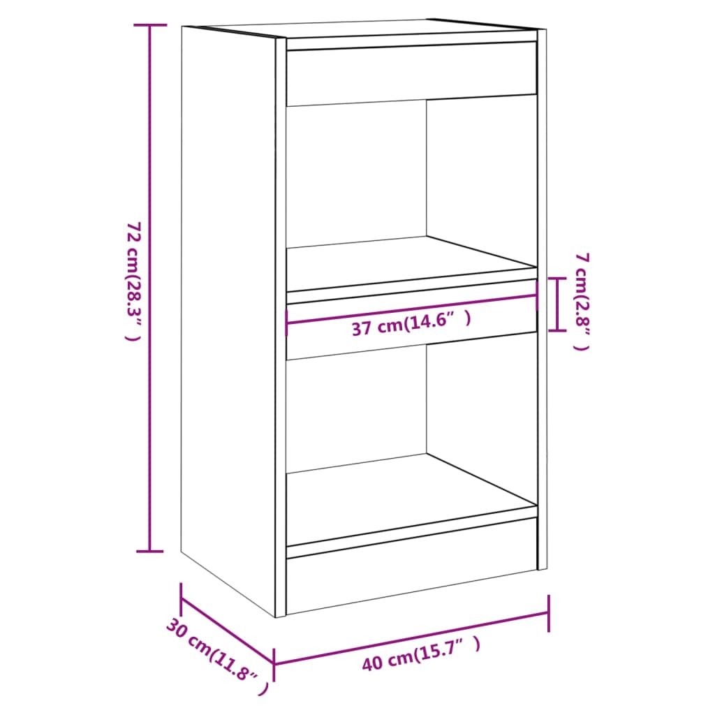 Bücherregal/Raumteiler Hochglanz-Weiß 40x30x72 cm