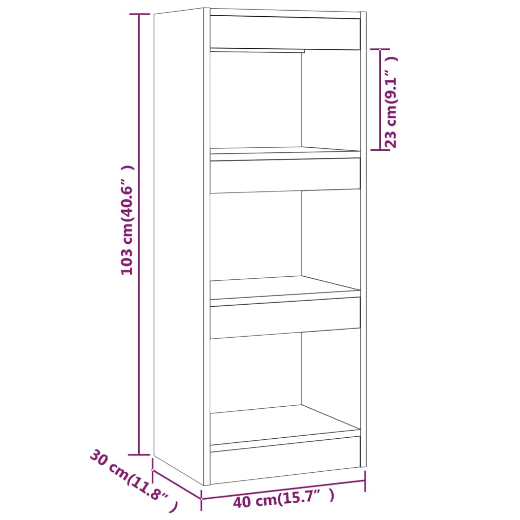 Bücherregal/Raumteiler Sonoma-Eiche 40x30x103 cm Holzwerkstoff