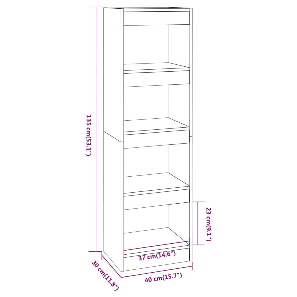 Bücherregal/Raumteiler Hochglanz-Weiß 40x30x135 cm