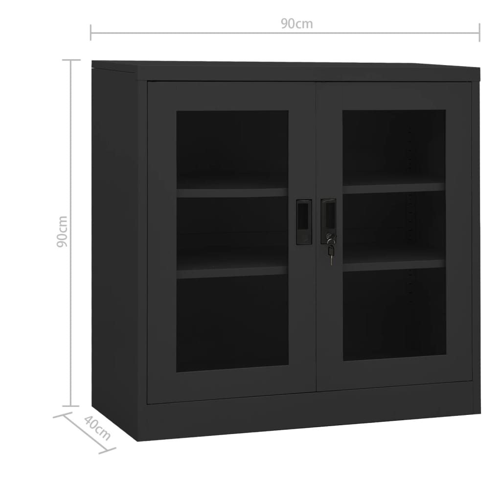 Büroschrank mit Pflanzkasten Anthrazit 90x40x113 cm Stahl