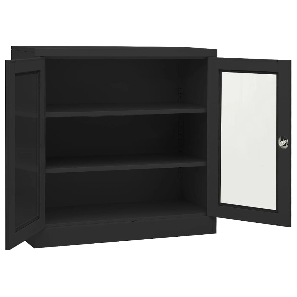 Büroschrank mit Pflanzkasten Anthrazit 90x40x113 cm Stahl