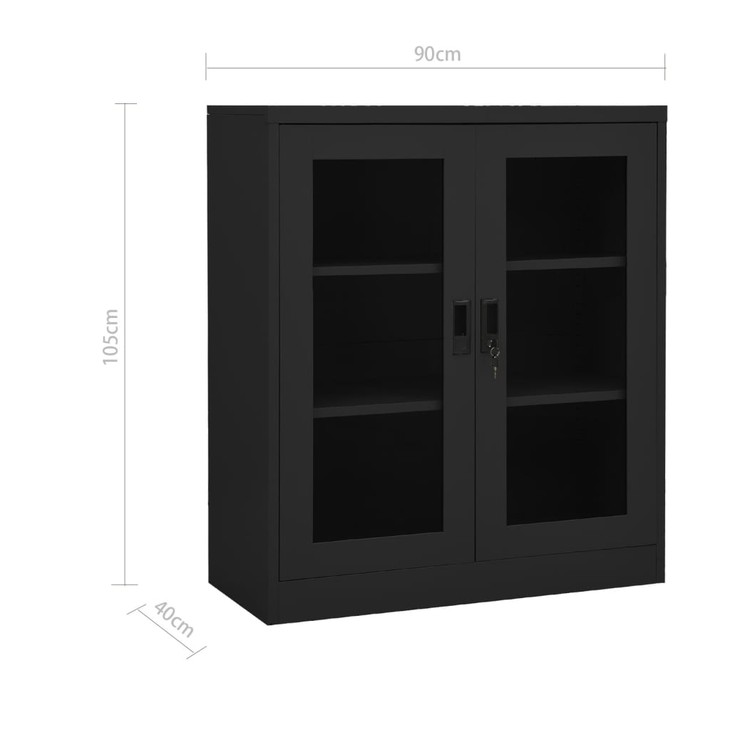 Büroschrank mit Pflanzkasten Anthrazit 90x40x128 cm Stahl