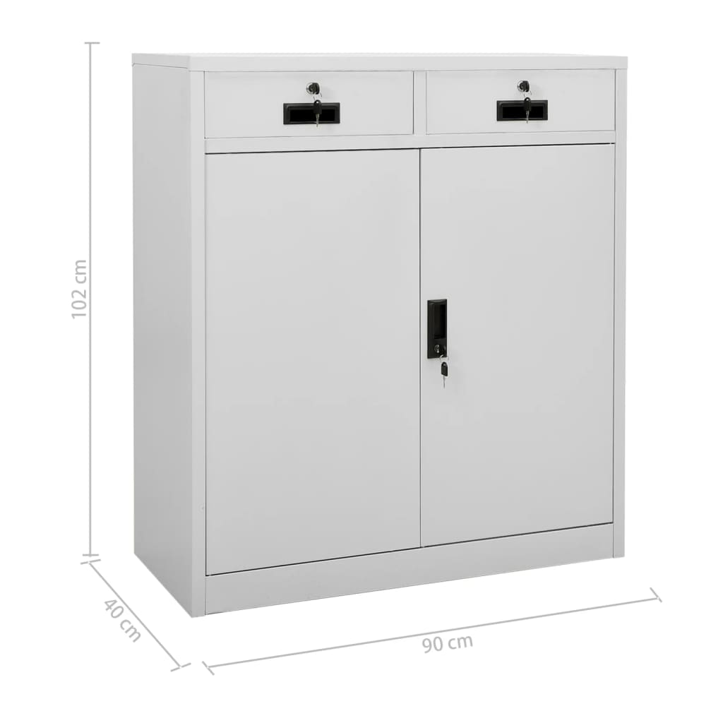 Büroschrank mit Pflanzkasten Hellgrau 90x40x125 cm Stahl