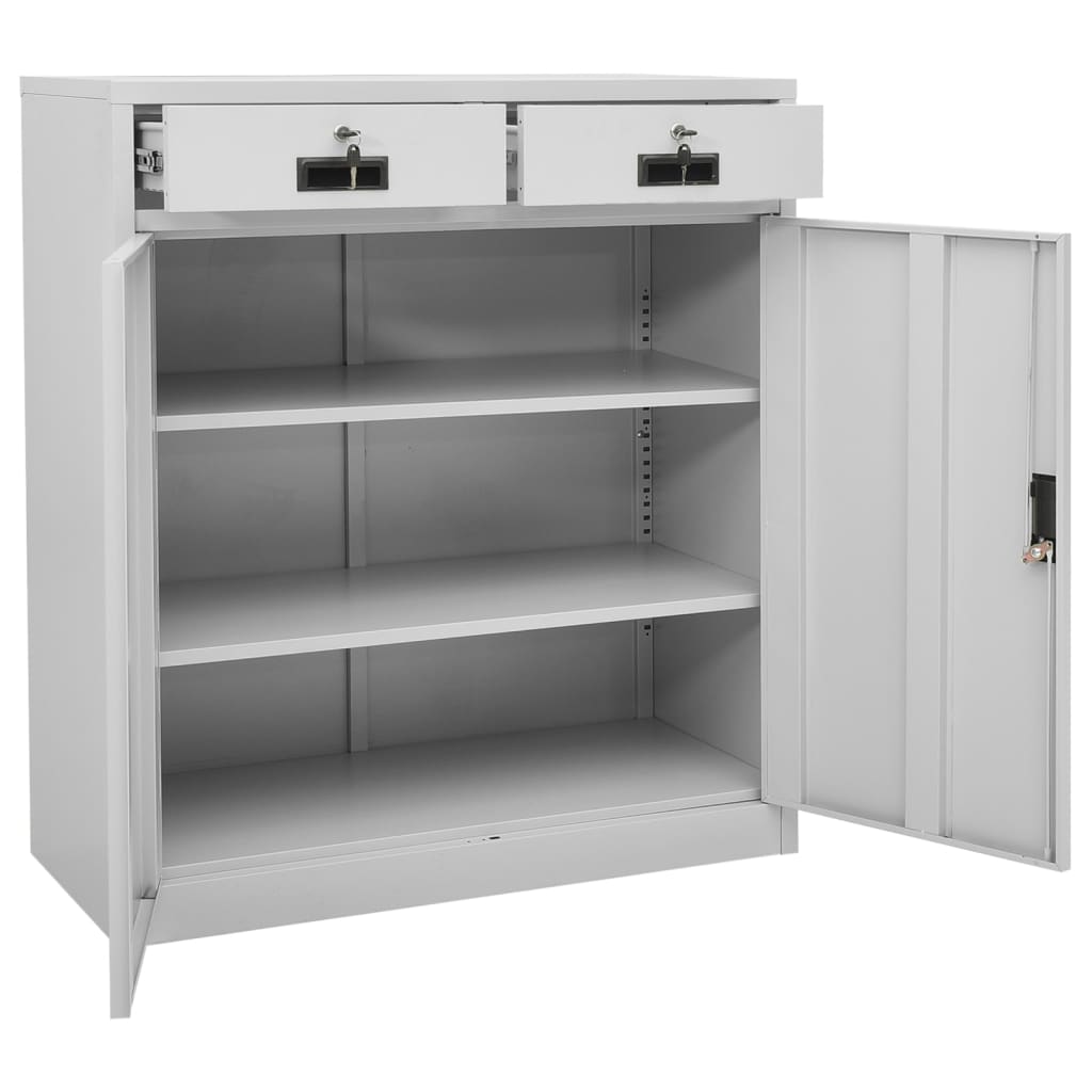 Büroschrank mit Pflanzkasten Hellgrau 90x40x125 cm Stahl