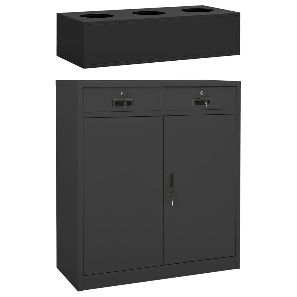 Büroschrank mit Pflanzkasten Anthrazit 90x40x125 cm Stahl