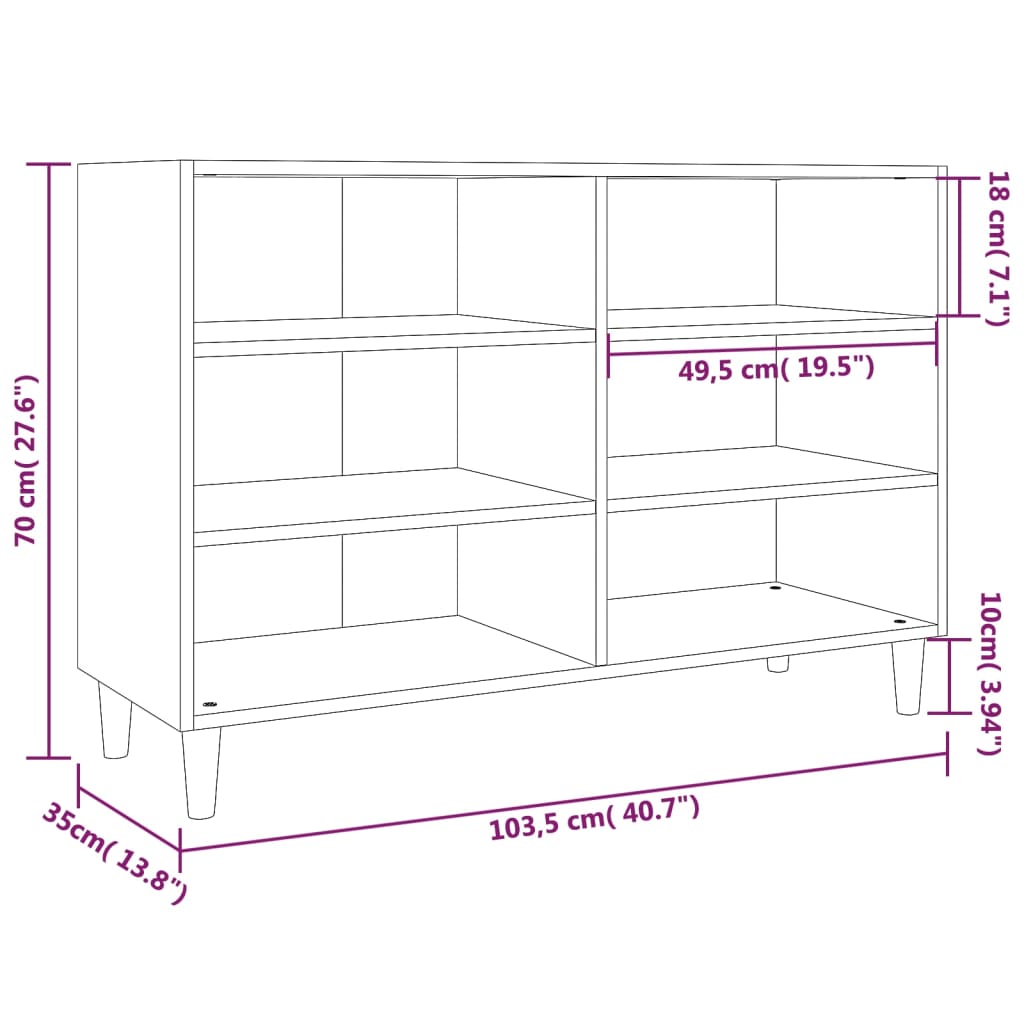 Sideboard Grey Sonoma 103.5x35x70 cm wood material