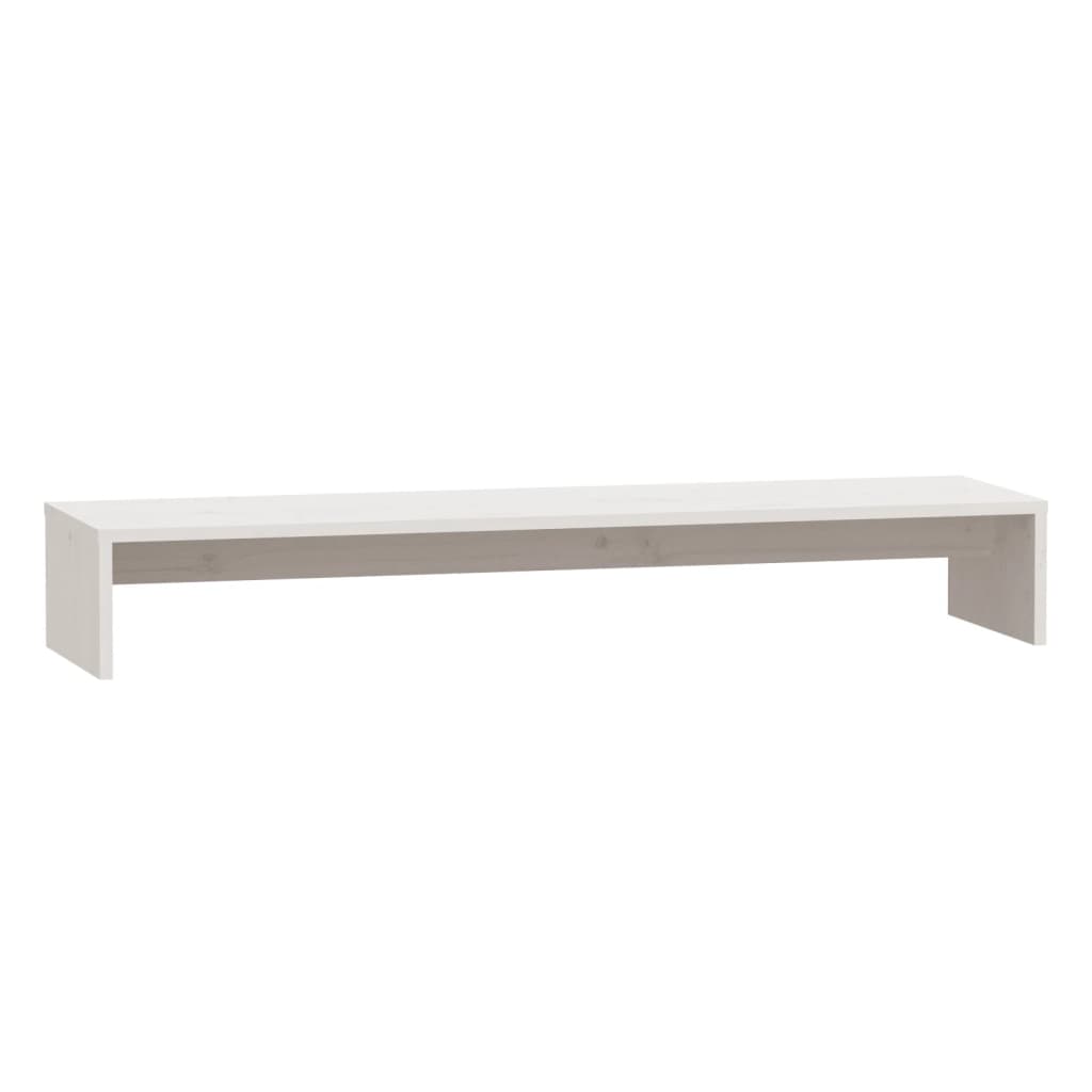 Monitor Stand White 100x27x15 cm Solid Pine