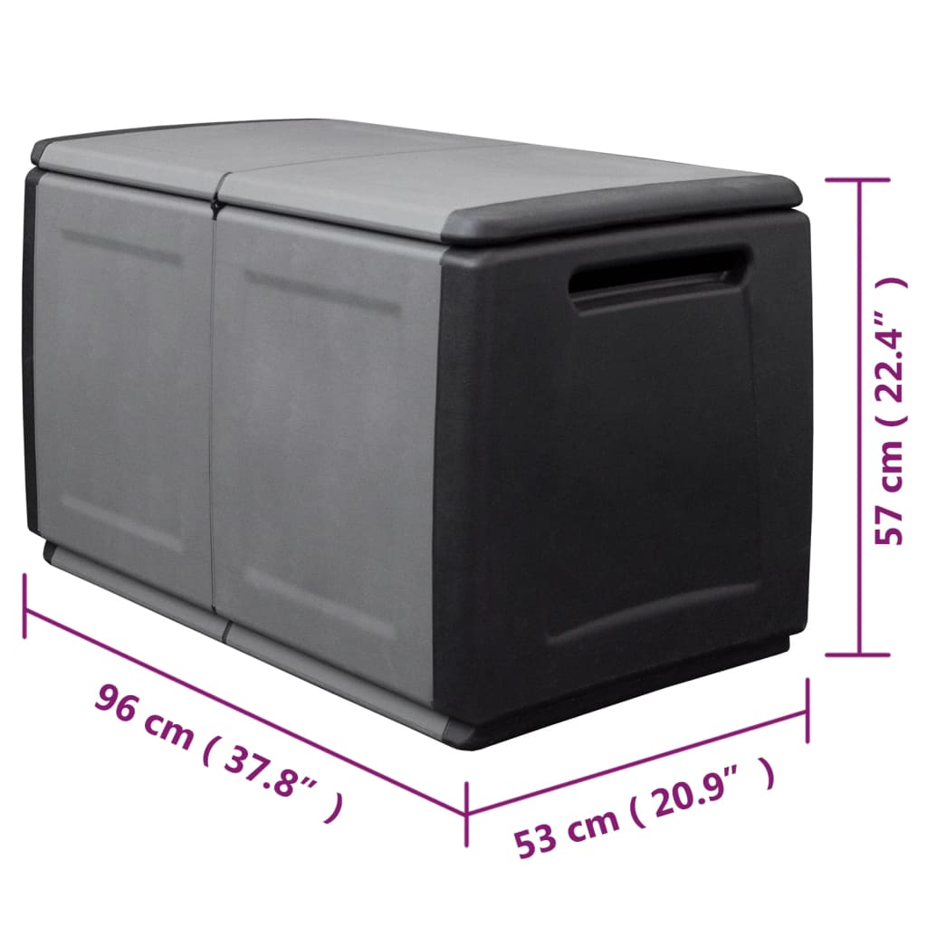 Garten-Aufbewahrungsbox 96x53x57 cm 230 L Dunkelgrau Schwarz