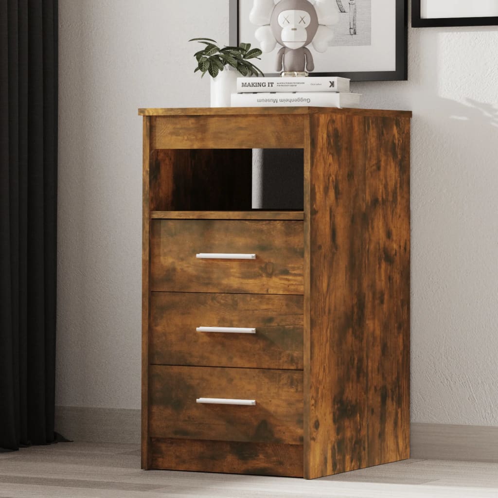 Sideboard with drawers smoked oak 40x50x76 cm wood material