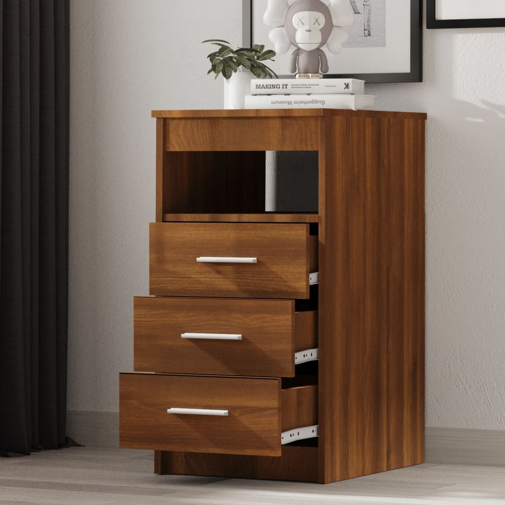 Sideboard with drawers brown oak look 40x50x76 cm