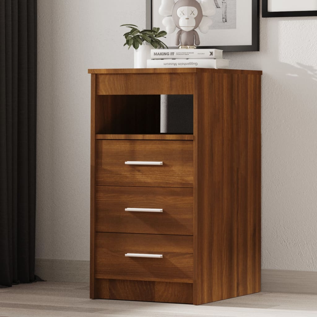 Sideboard with drawers brown oak look 40x50x76 cm