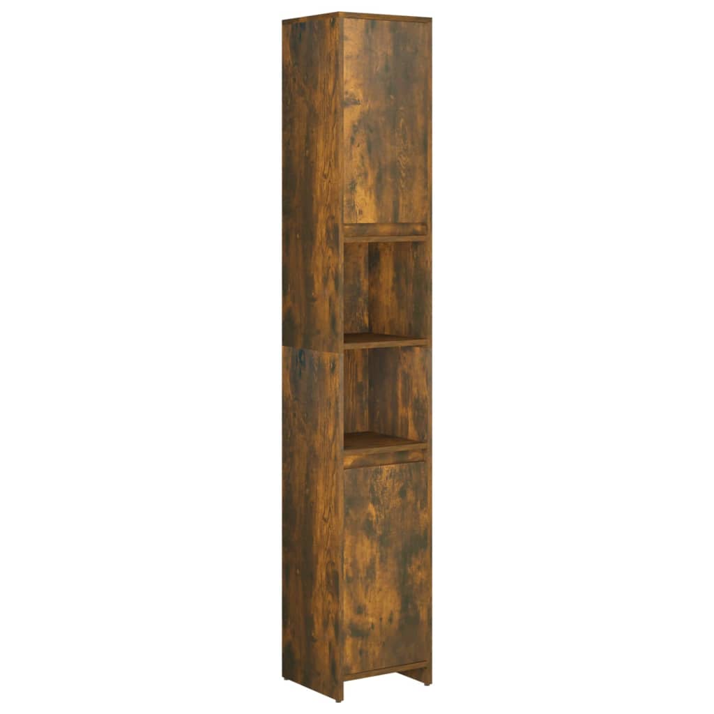 Bathroom Cabinet Smoked Oak 30x30x183.5 cm Wood Material