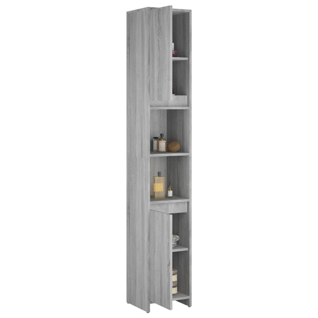 Bathroom Cabinet Gray Sonoma 30x30x183.5 cm Wood Material