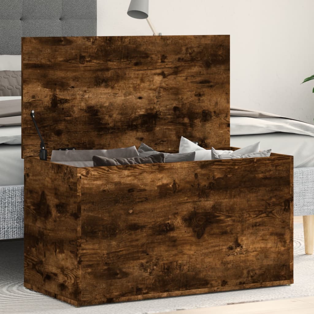 Storage chest smoked oak 84x42x46 cm wood material