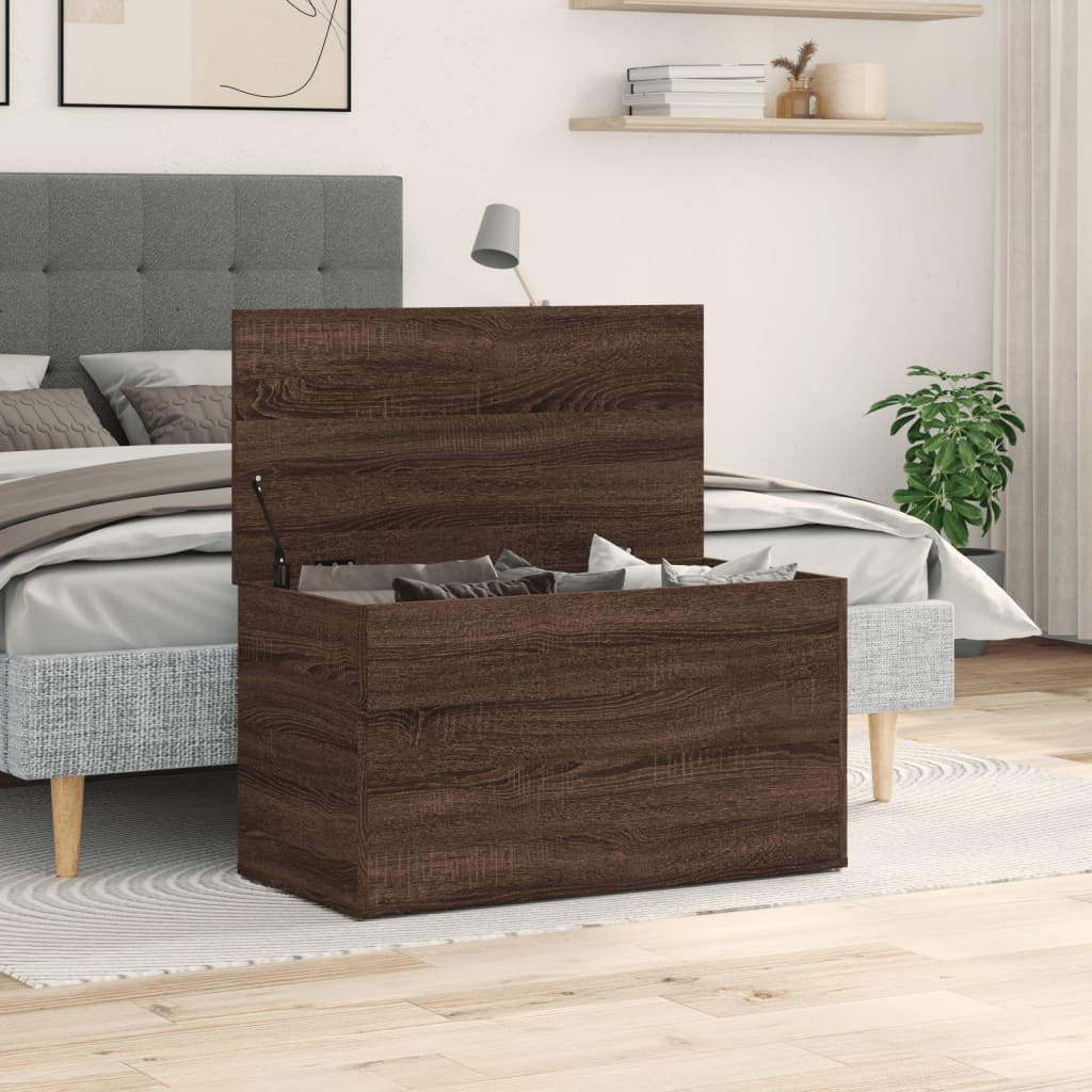 Storage Chest Brown Oak Look 84x42x46 cm Wood Material