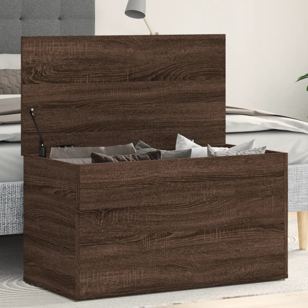 Storage Chest Brown Oak Look 84x42x46 cm Wood Material