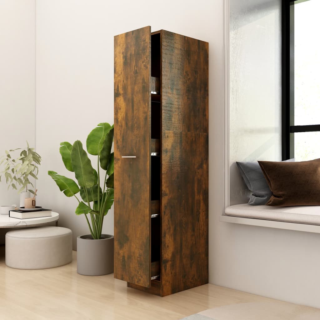 Apothecary Cabinet Smoked Oak 30x42.5x150 cm Wood Material