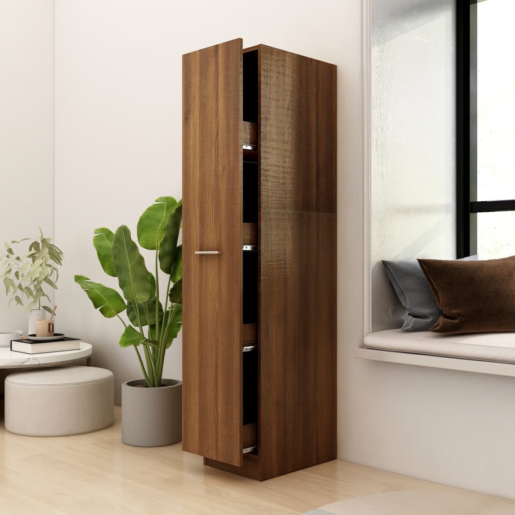 Apothecary Cabinet Brown Oak Look 30x42.5x150cm Wood Material