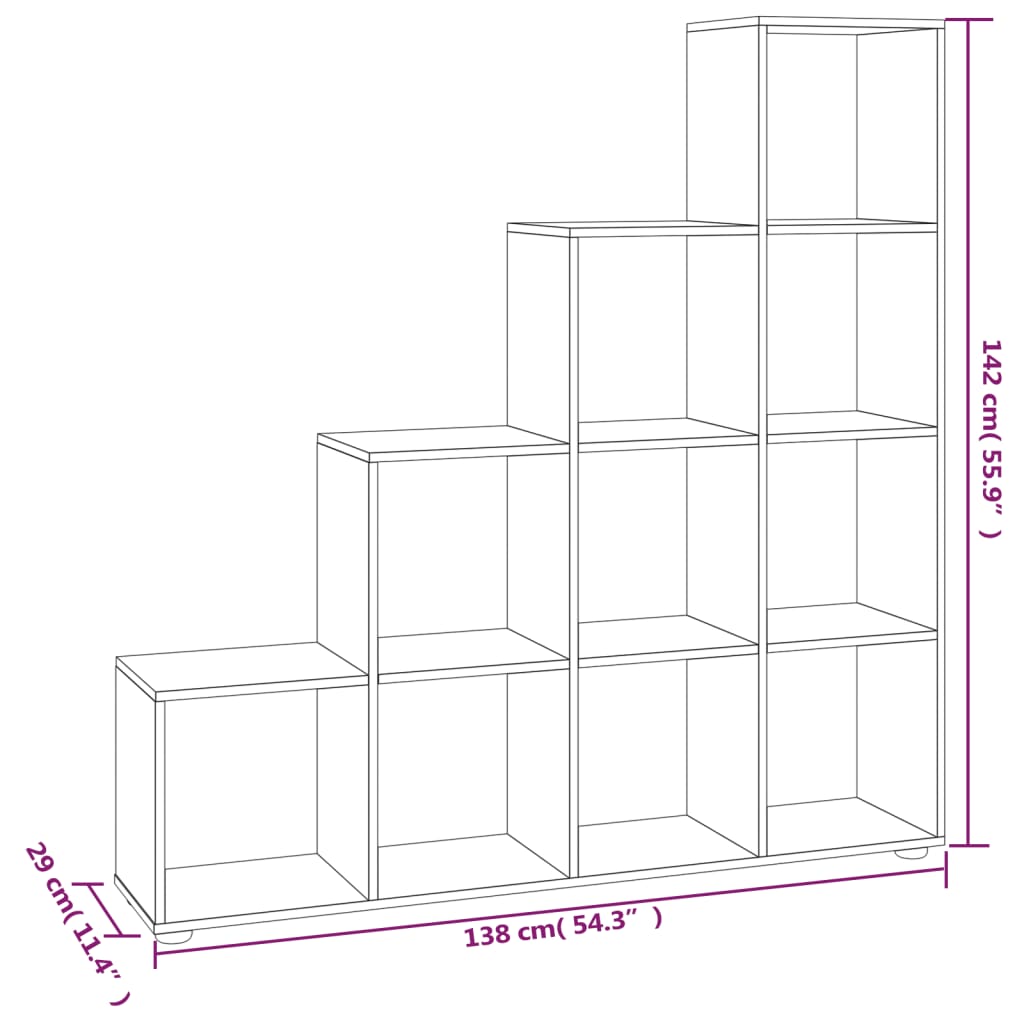 Treppenregal Grau Sonoma 142 cm Holzwerkstoff