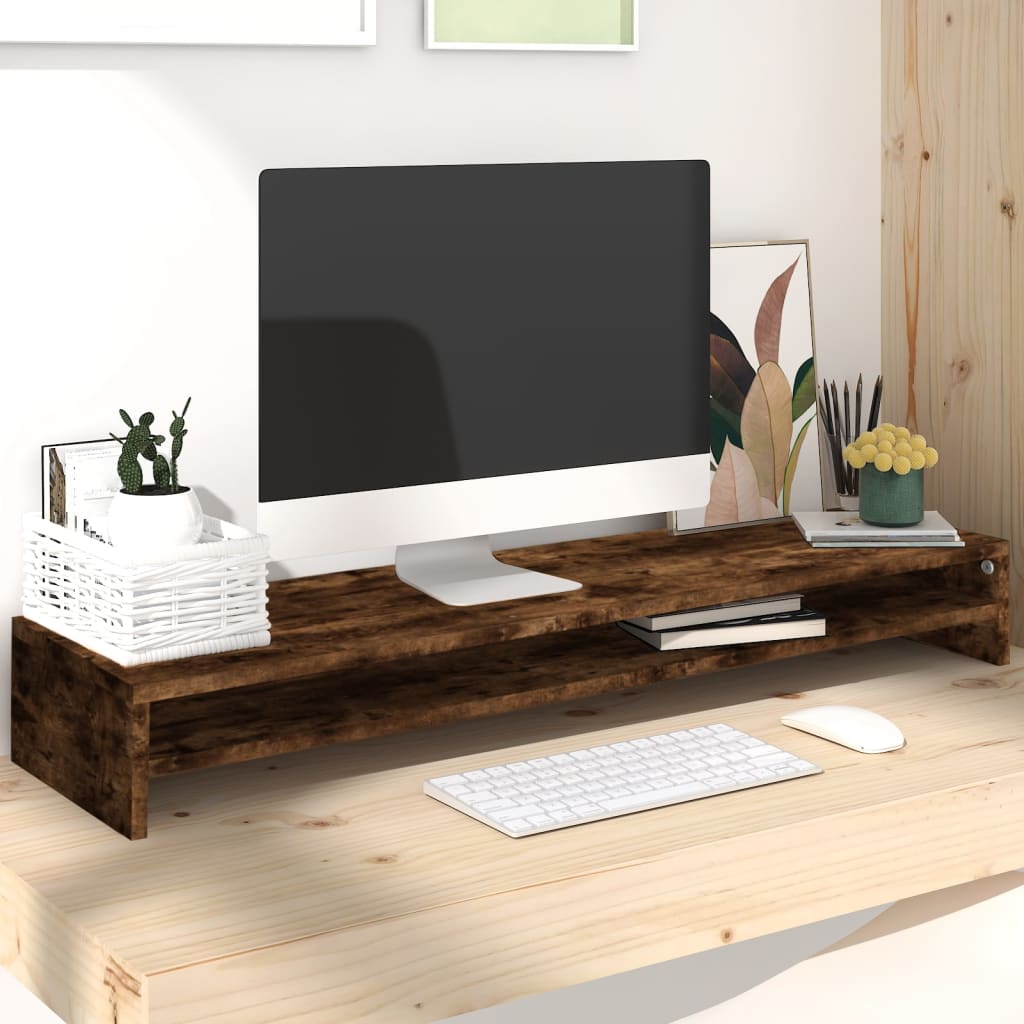 Monitor stand smoked oak 100x24x13 cm wood material