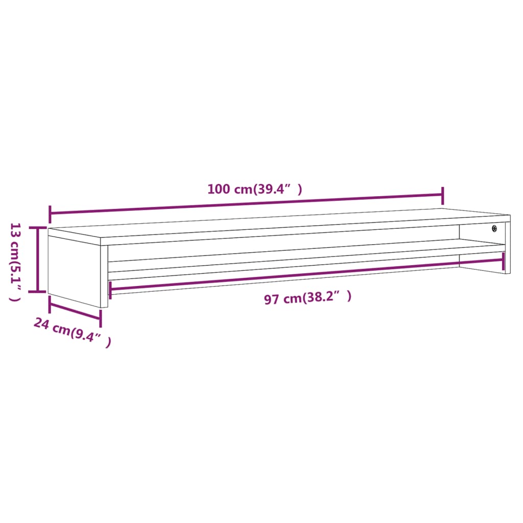 Monitor Stand Gray Sonoma 100x24x13 cm Wood Material