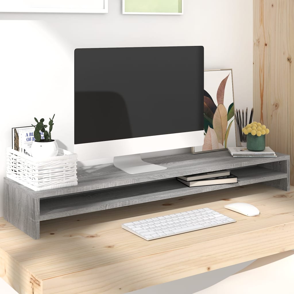 Monitor Stand Gray Sonoma 100x24x13 cm Wood Material