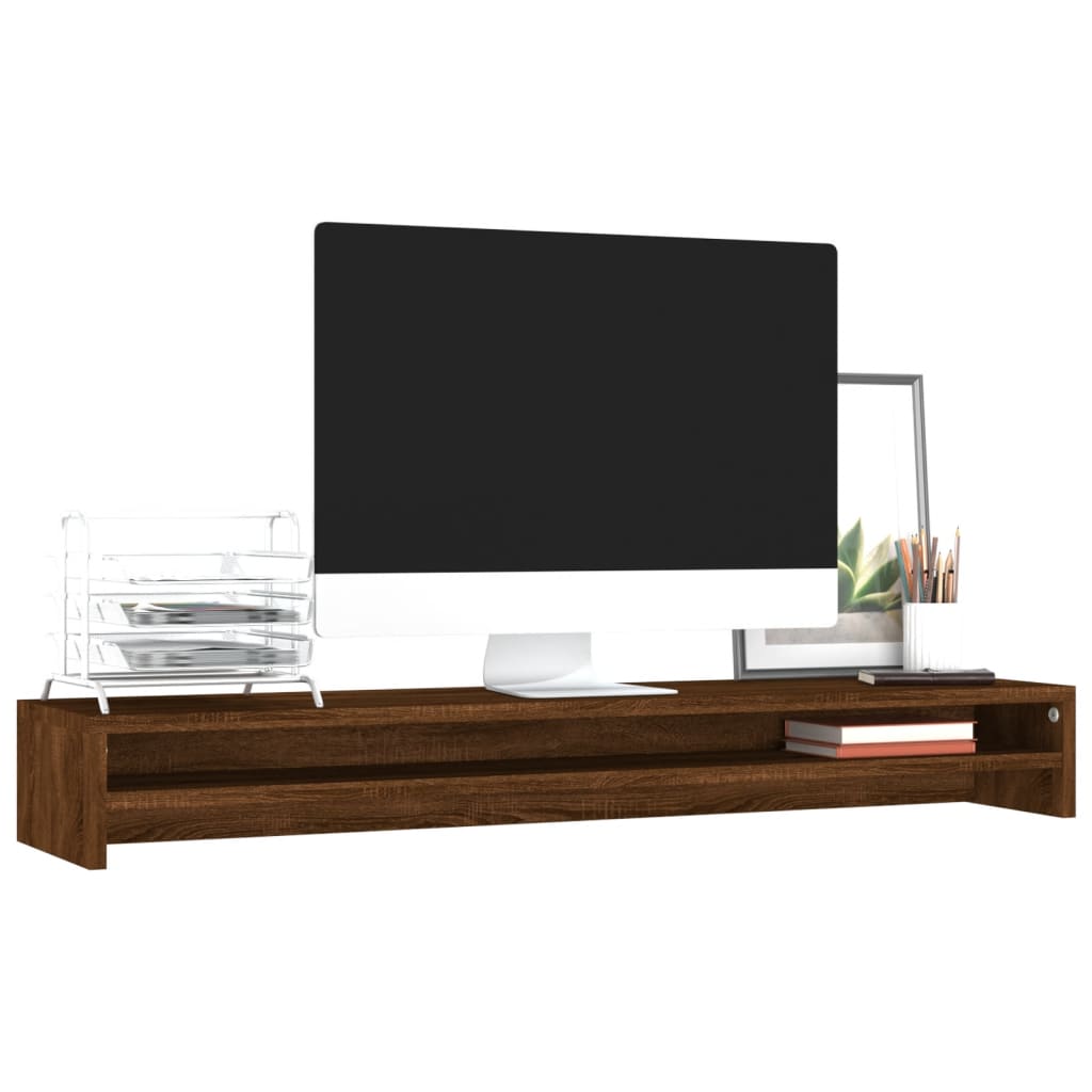 Monitor Stand Brown Oak Look 100x24x13 cm Wood Material