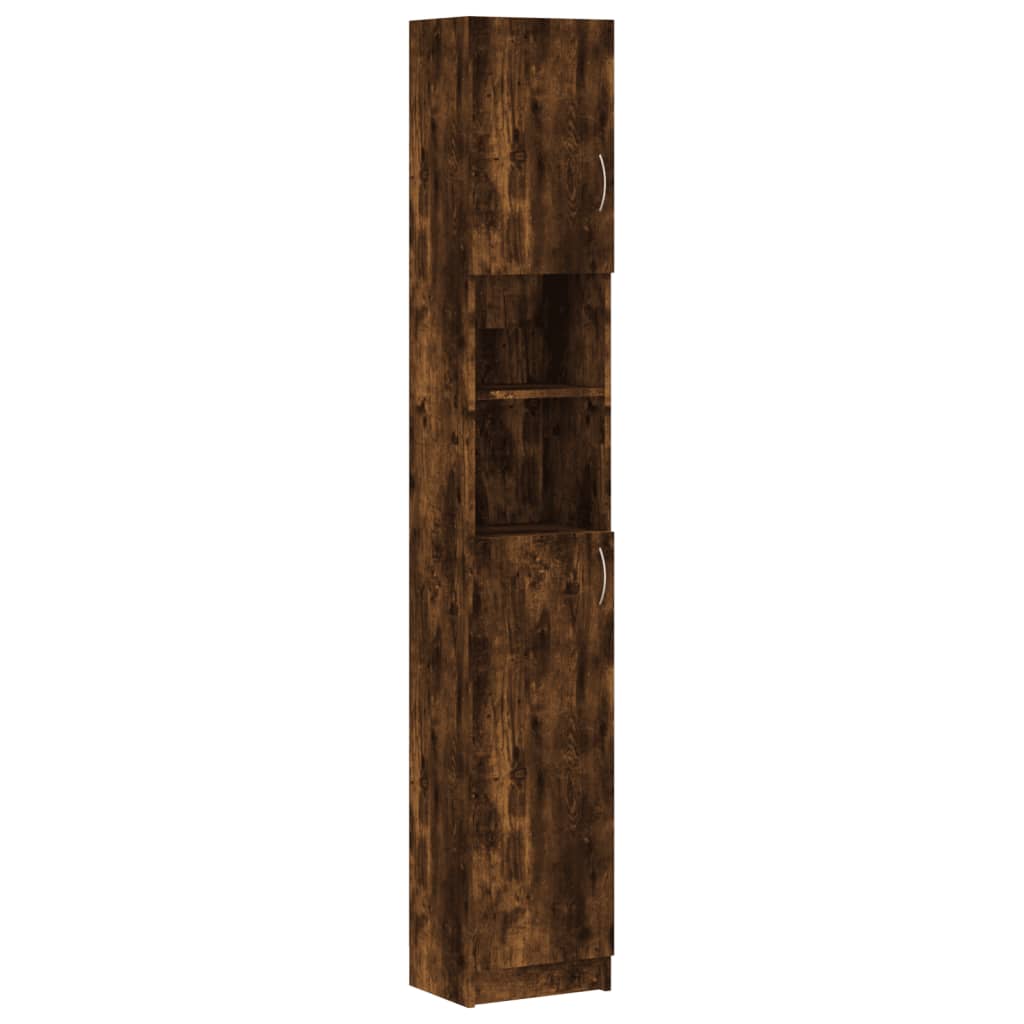 Bathroom Cabinet Smoked Oak 32x25.5x190 cm Wood Material