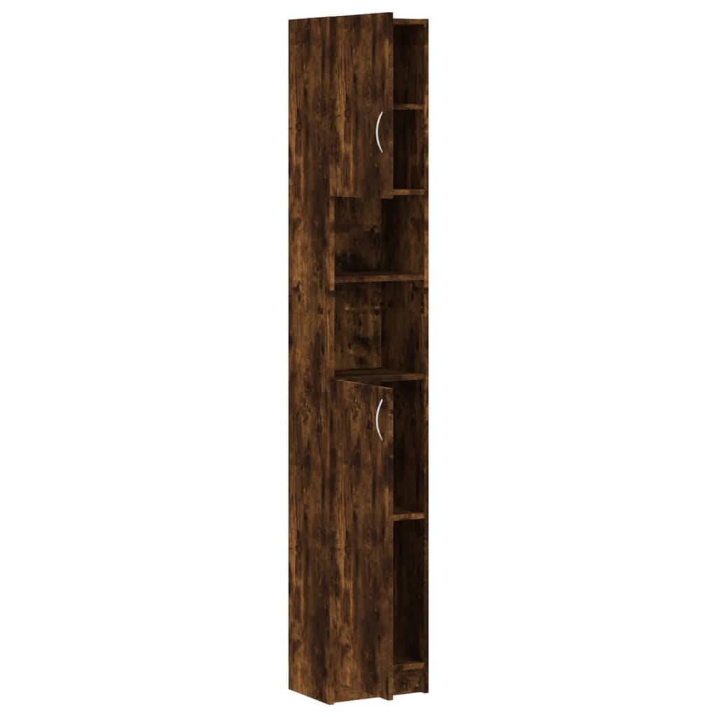 Bathroom Cabinet Smoked Oak 32x25.5x190 cm Wood Material