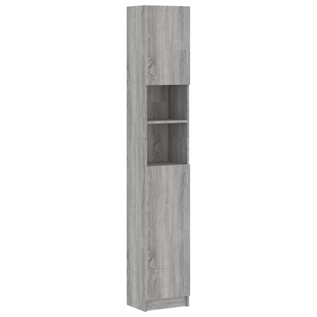 Bathroom Cabinet Grey Sonoma 32x25.5x190 cm Wood Material