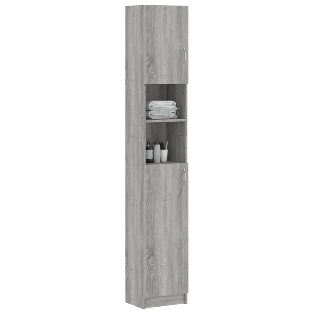 Bathroom Cabinet Grey Sonoma 32x25.5x190 cm Wood Material