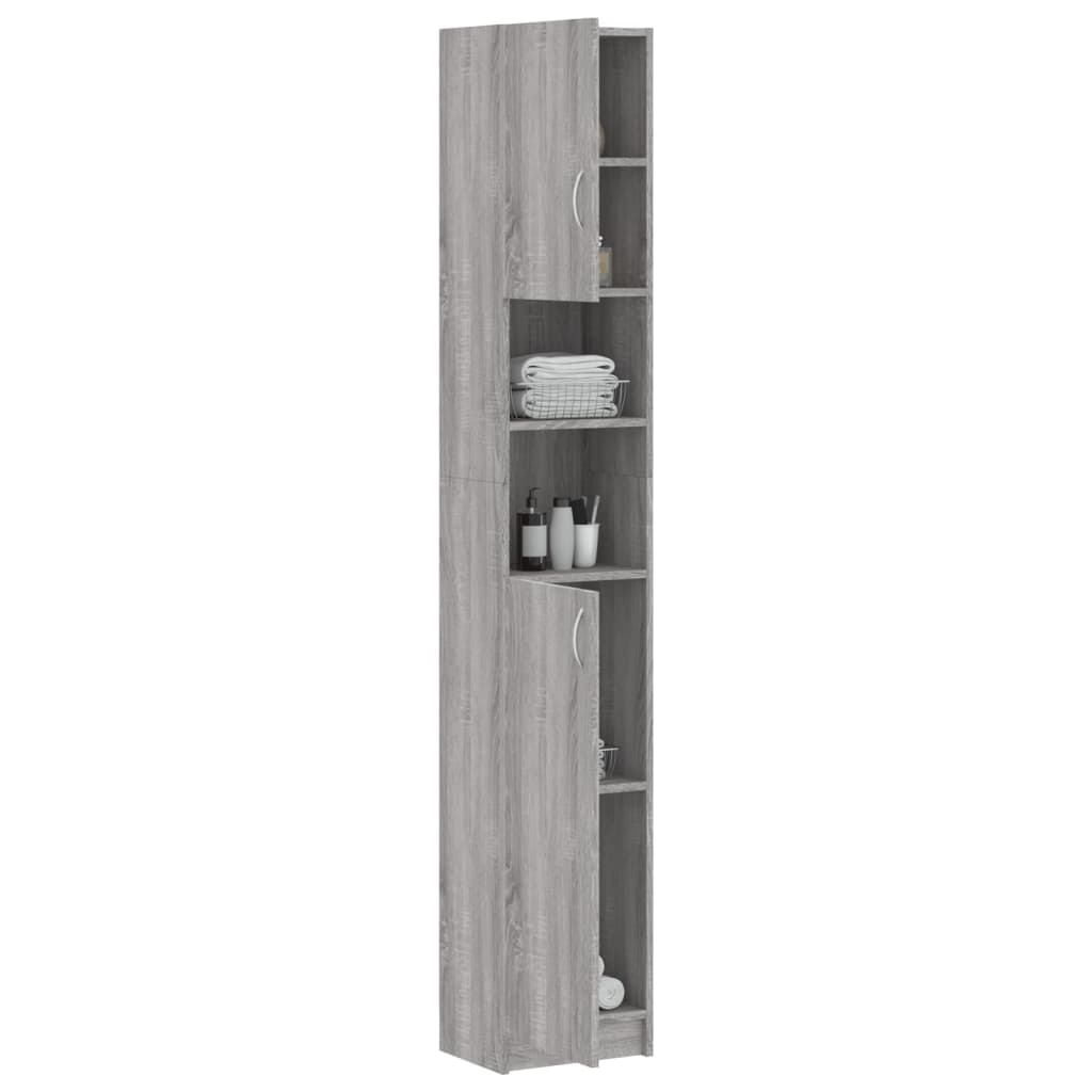 Bathroom Cabinet Grey Sonoma 32x25.5x190 cm Wood Material