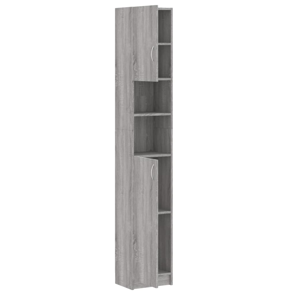 Bathroom Cabinet Grey Sonoma 32x25.5x190 cm Wood Material