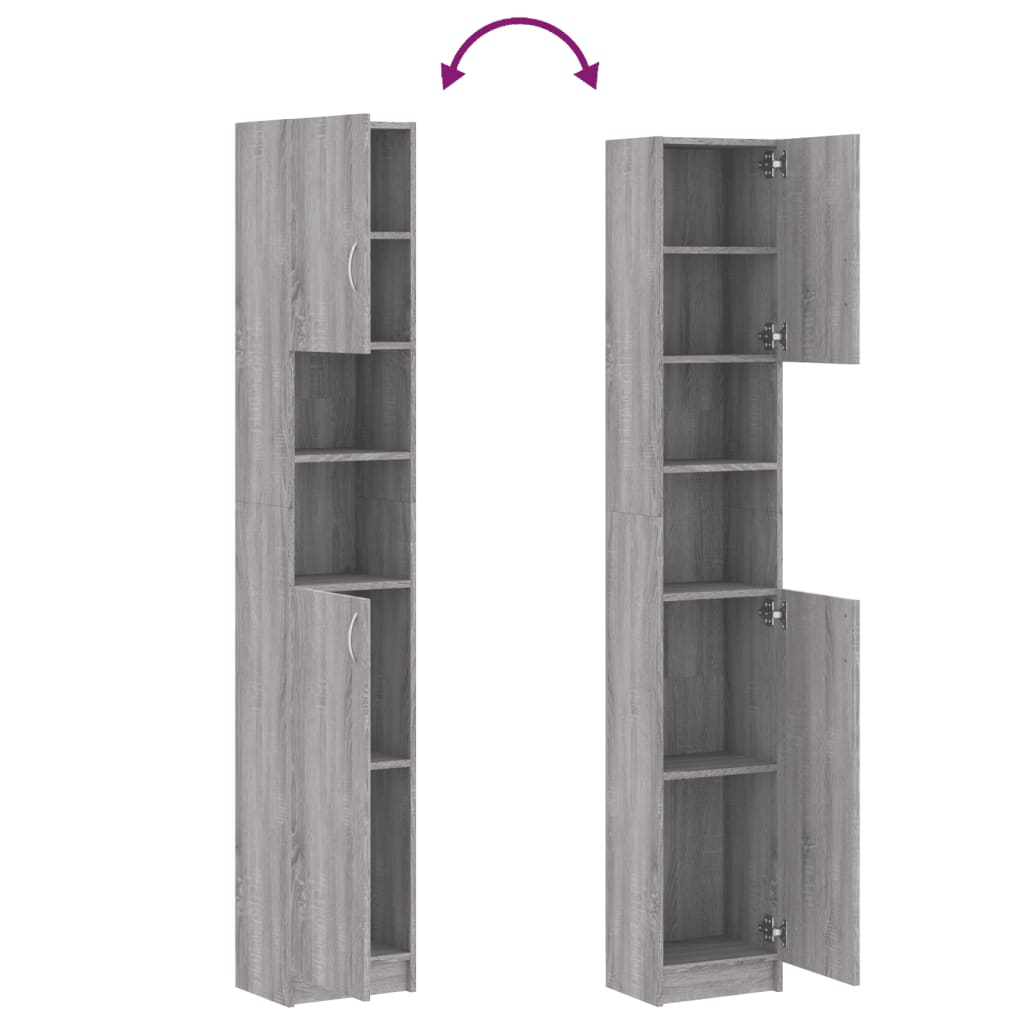 Bathroom Cabinet Grey Sonoma 32x25.5x190 cm Wood Material