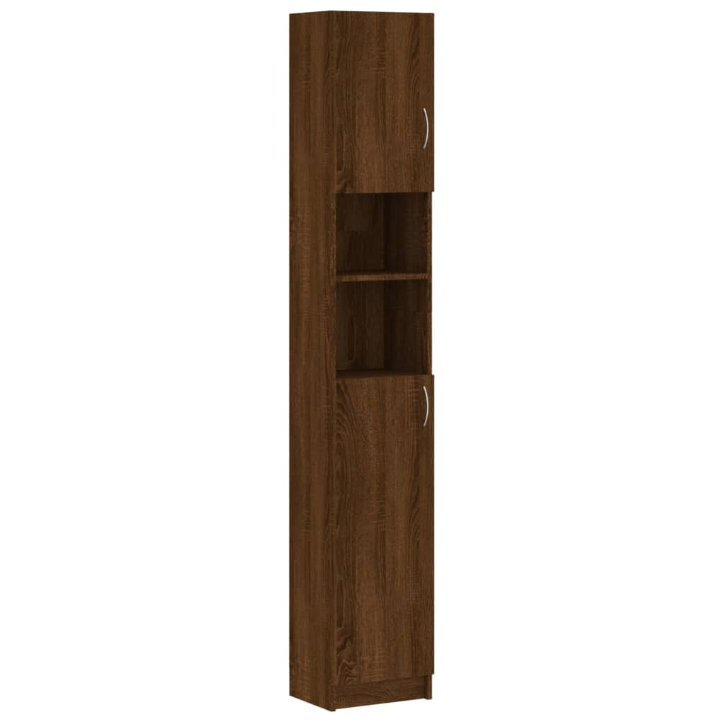 Bathroom Cabinet Brown Oak 32x25.5x190 cm Wood Material