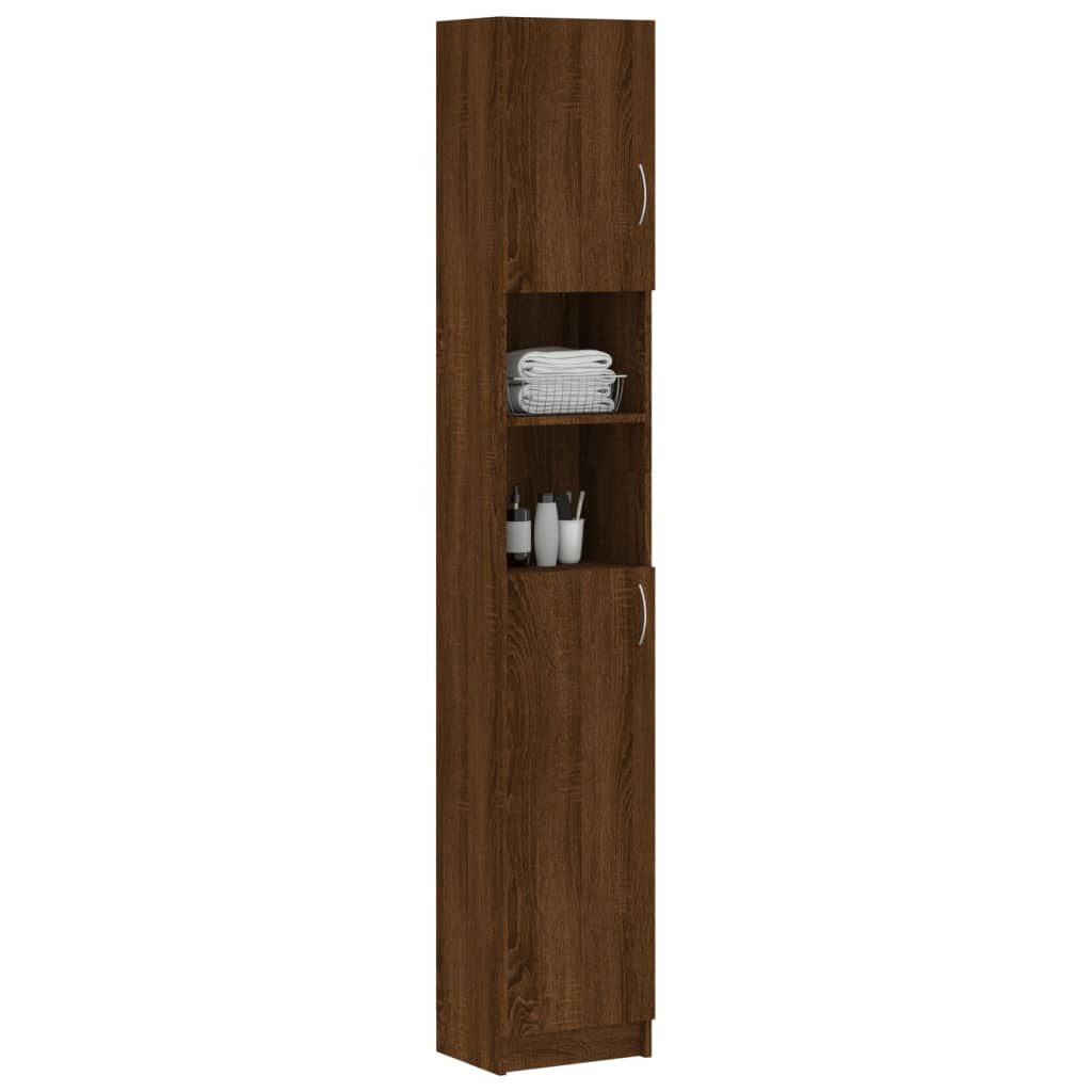 Bathroom Cabinet Brown Oak 32x25.5x190 cm Wood Material