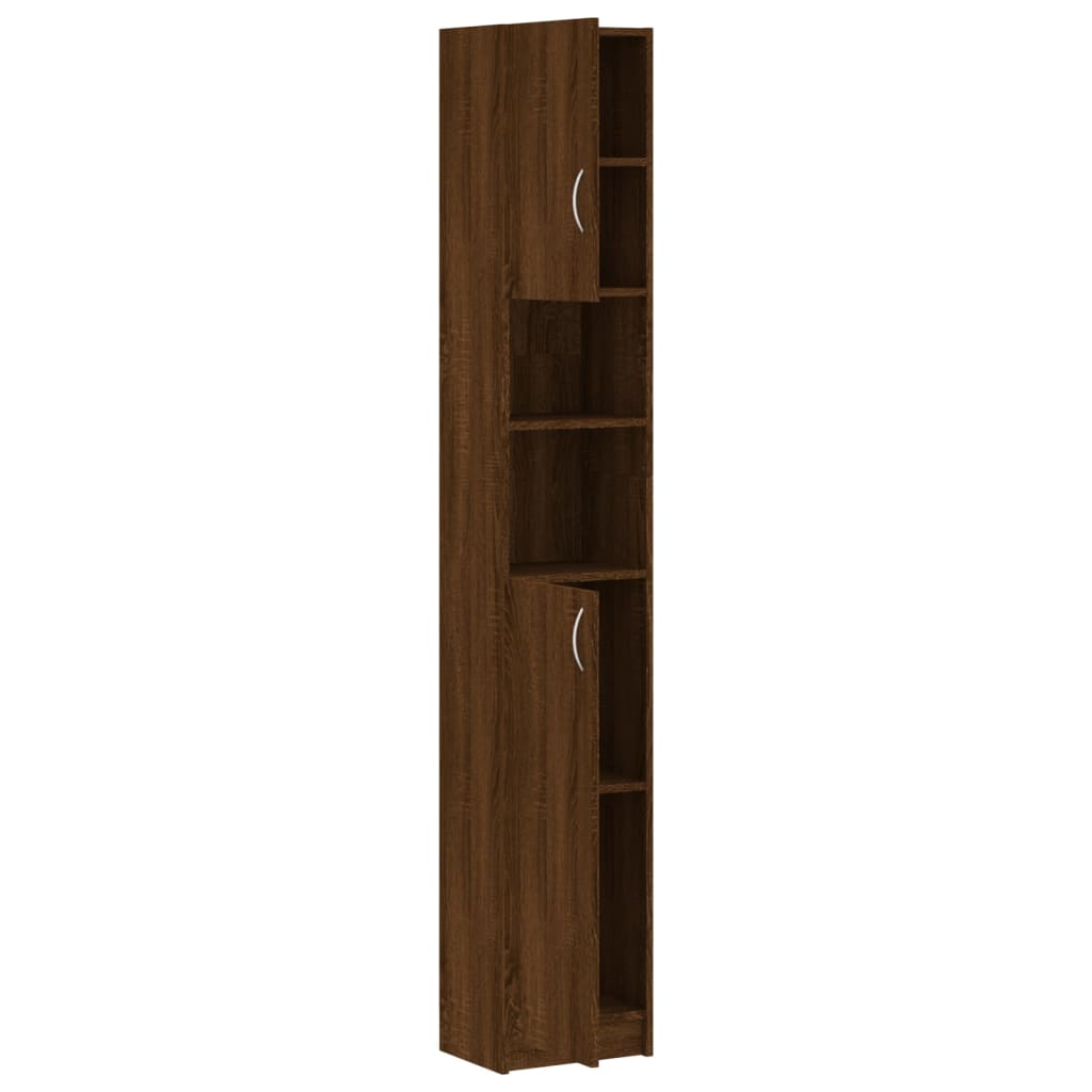 Bathroom Cabinet Brown Oak 32x25.5x190 cm Wood Material