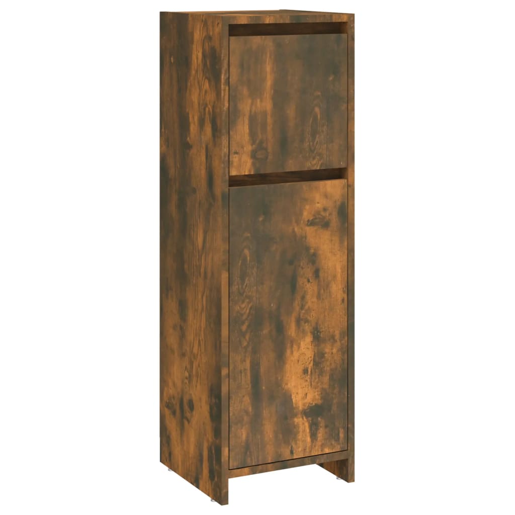 Bathroom Cabinet Smoked Oak 30x30x95 cm Wood Material