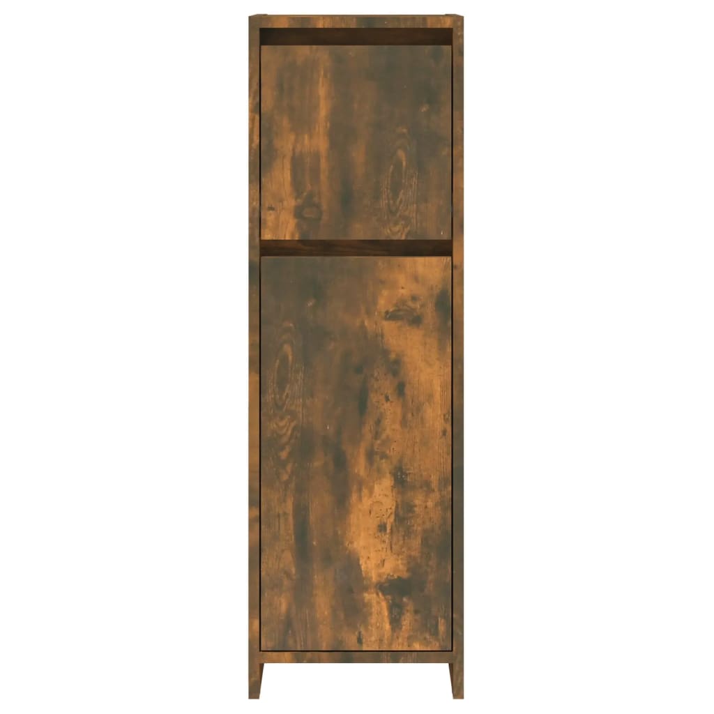 Bathroom Cabinet Smoked Oak 30x30x95 cm Wood Material