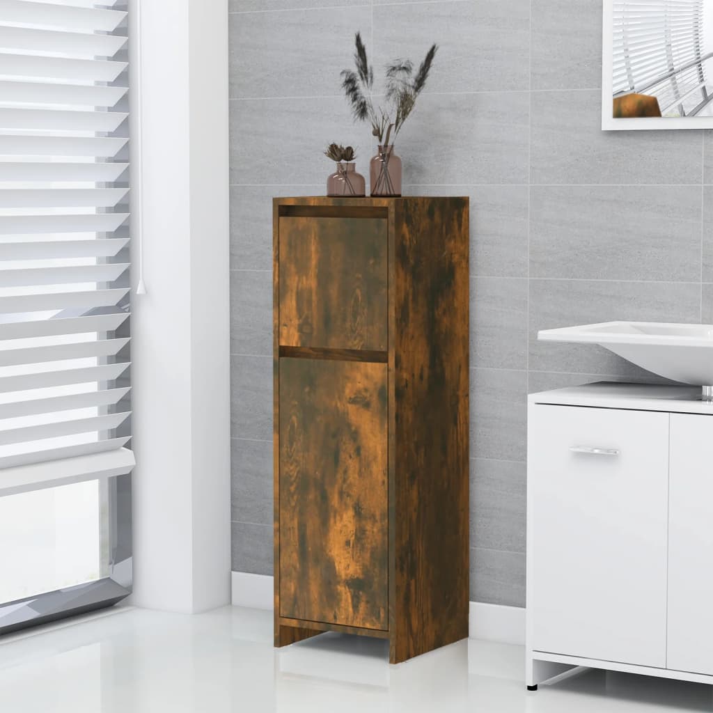 Bathroom Cabinet Smoked Oak 30x30x95 cm Wood Material