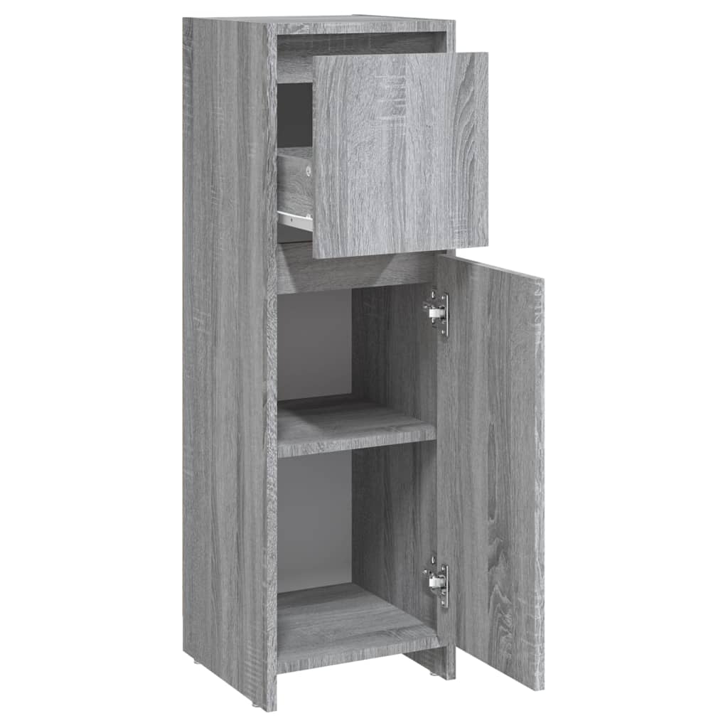 Bathroom Cabinet Gray Sonoma 30x30x95 cm Wood Material