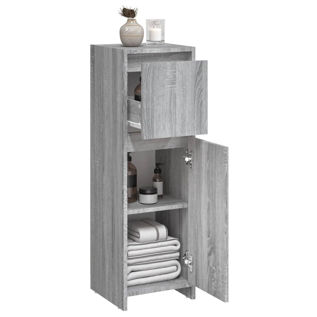 Bathroom Cabinet Gray Sonoma 30x30x95 cm Wood Material