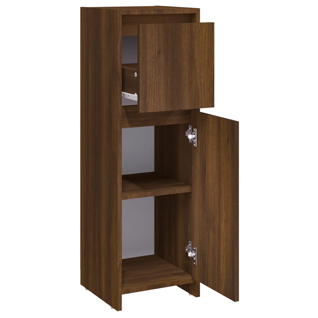 Bathroom Cabinet Brown Oak Look 30x30x95 cm Wood Material