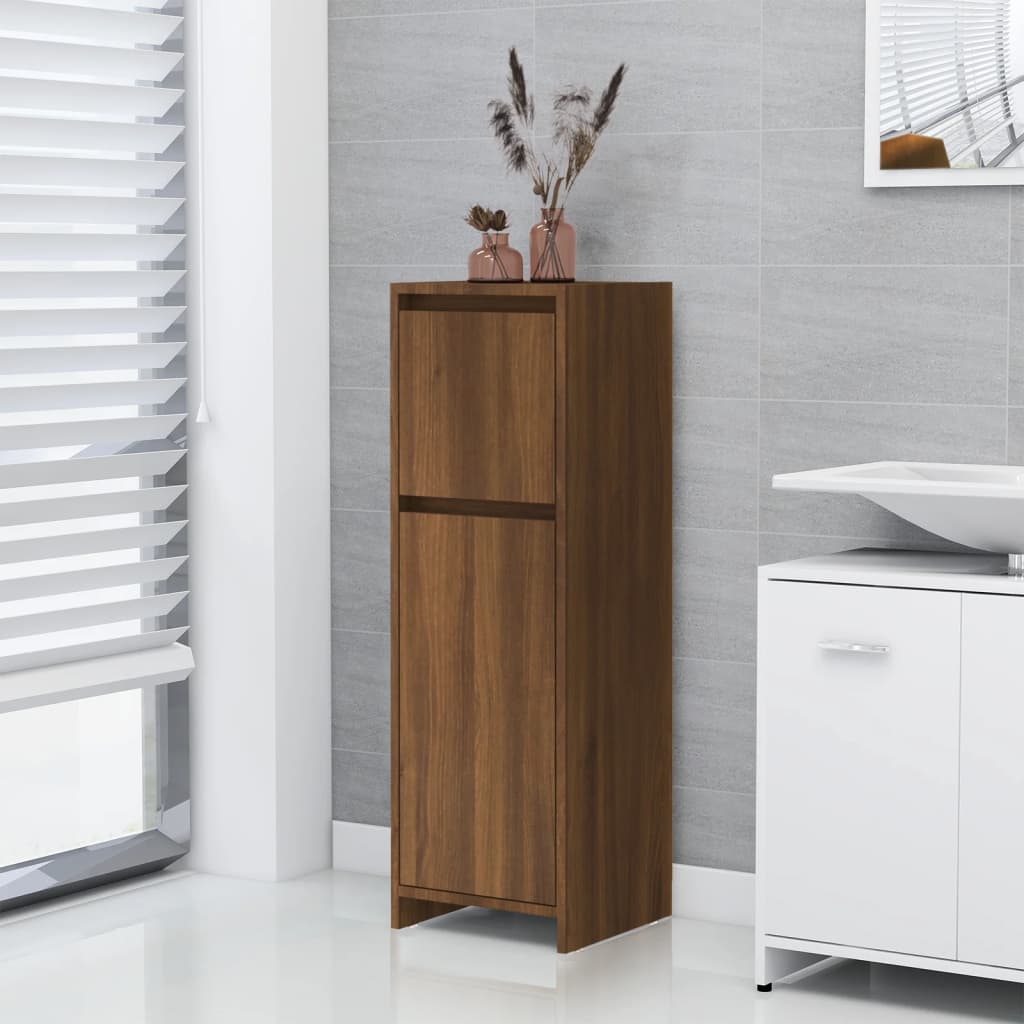 Bathroom Cabinet Brown Oak Look 30x30x95 cm Wood Material