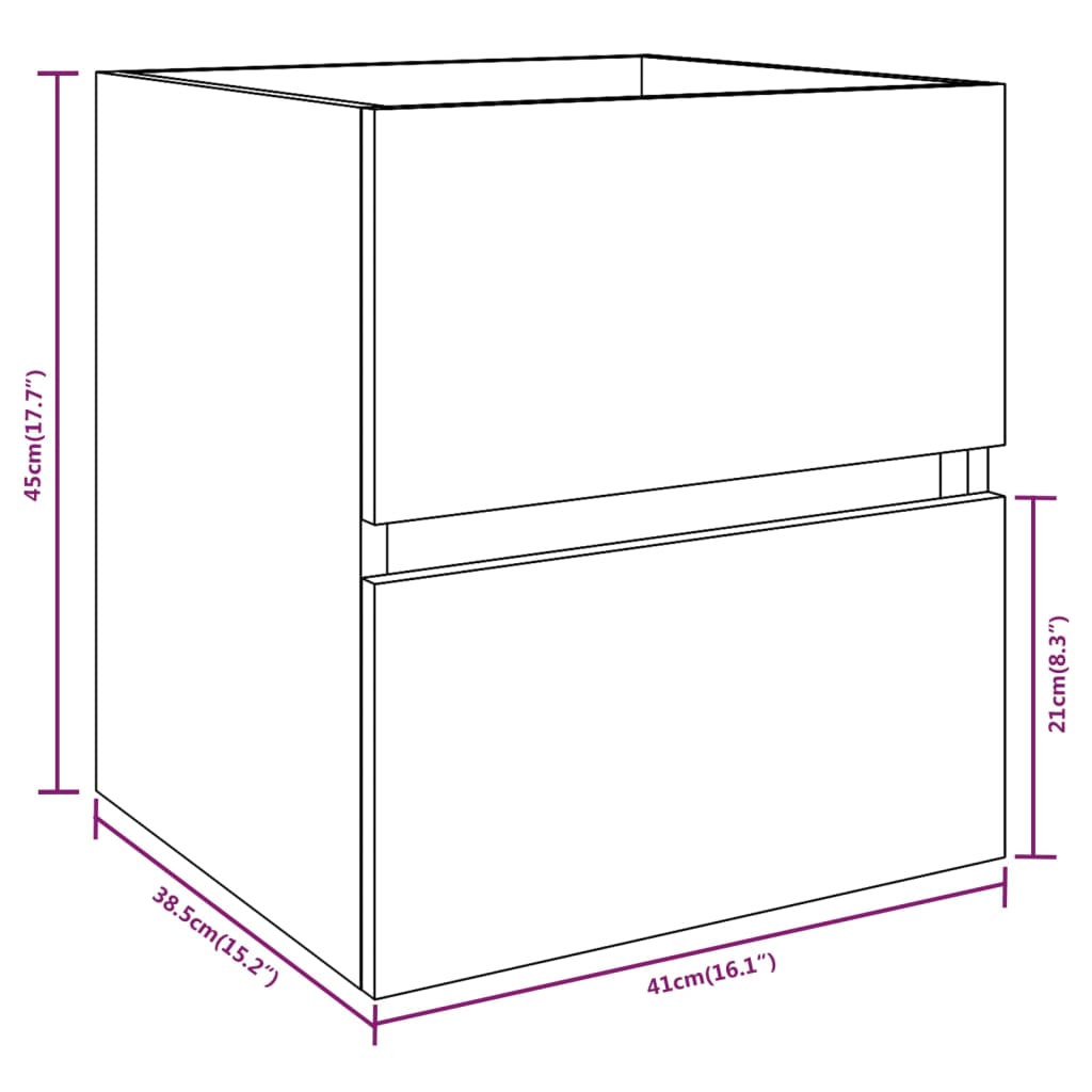 Washbasin base cabinet smoked oak 41x38.5x45cm wood material