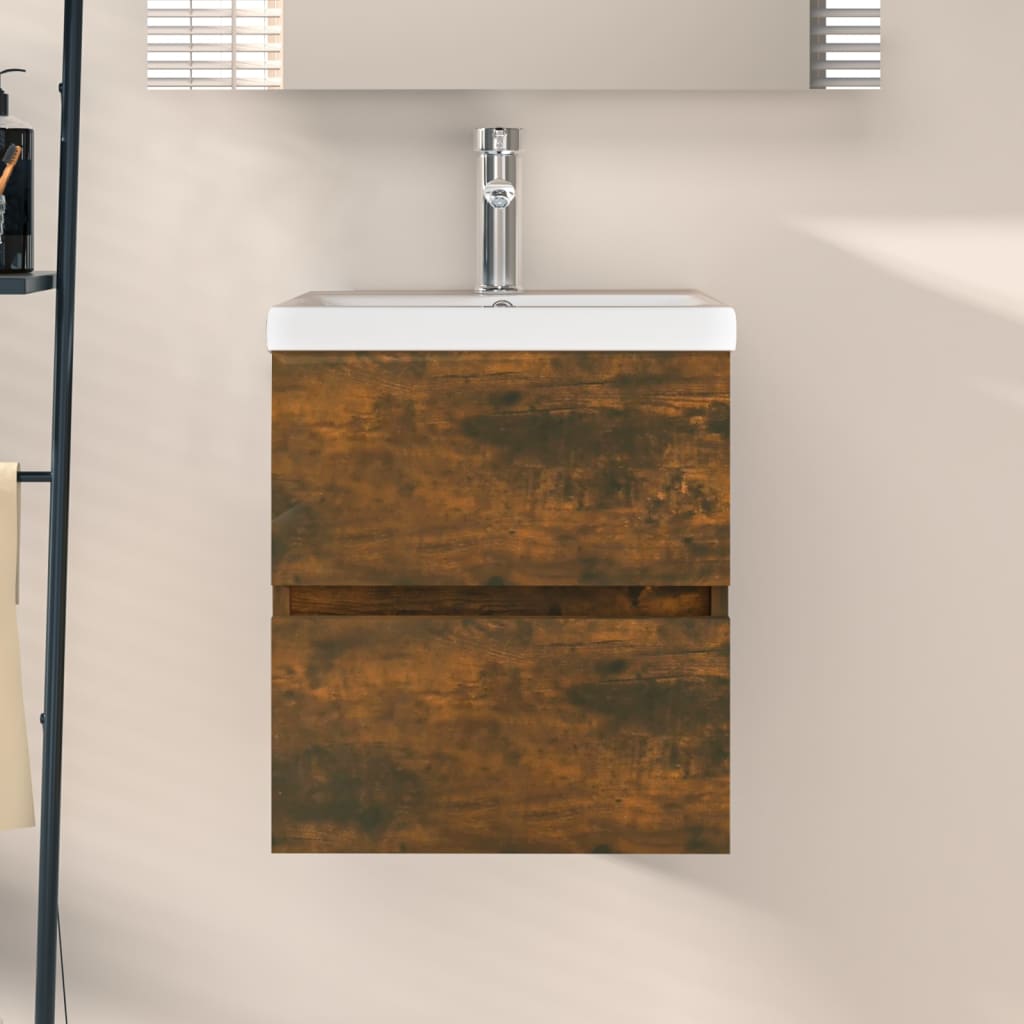 Washbasin base cabinet smoked oak 41x38.5x45cm wood material