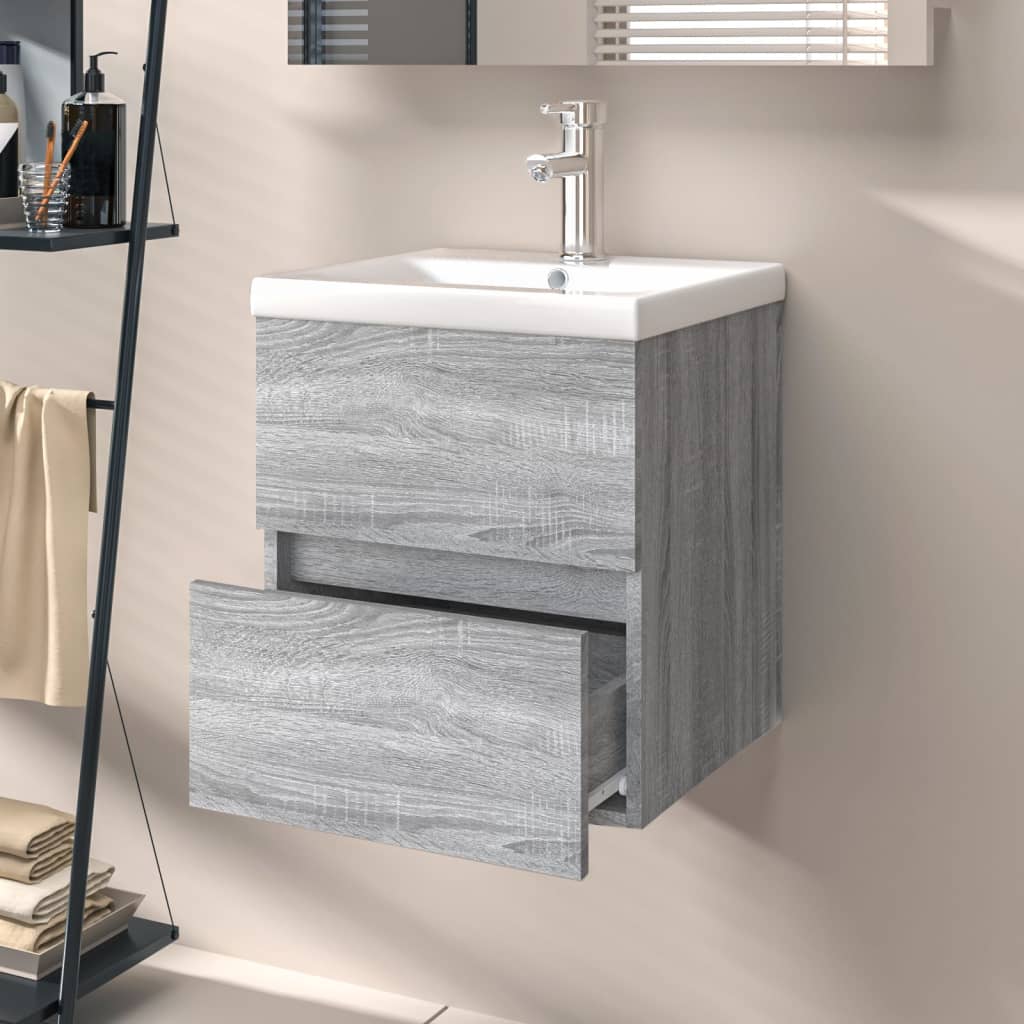 Washbasin Cabinet Grey Sonoma 41x38.5x45 cm Wood Material