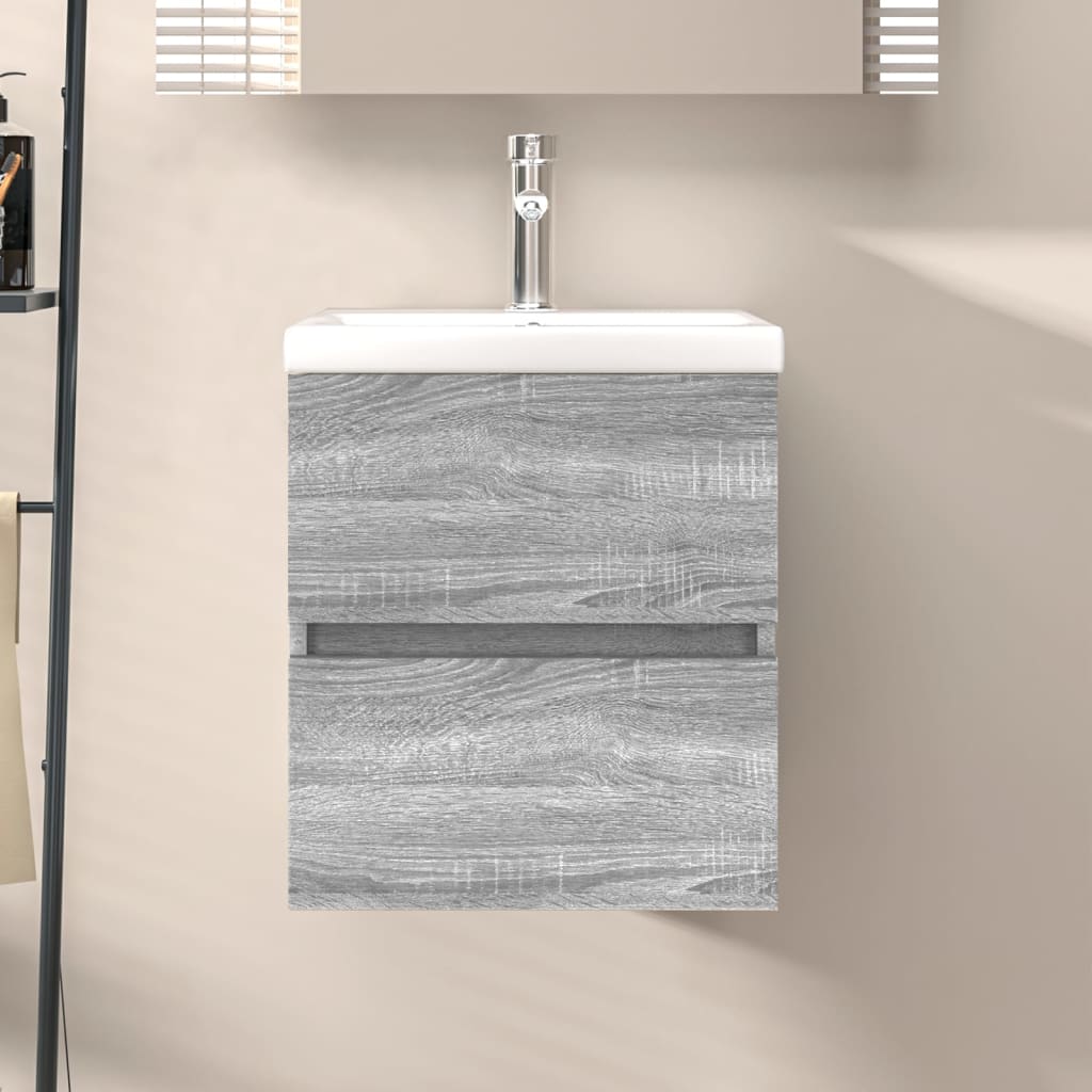 Washbasin Cabinet Grey Sonoma 41x38.5x45 cm Wood Material